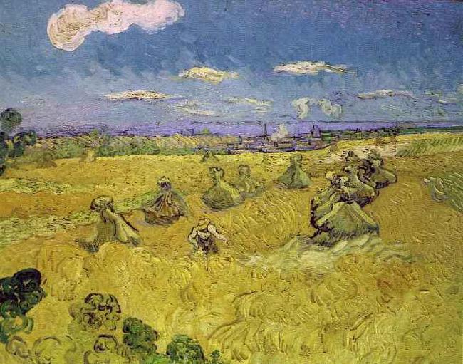 Vincent Van Gogh Wheat Stacks with Reaper Spain oil painting art
